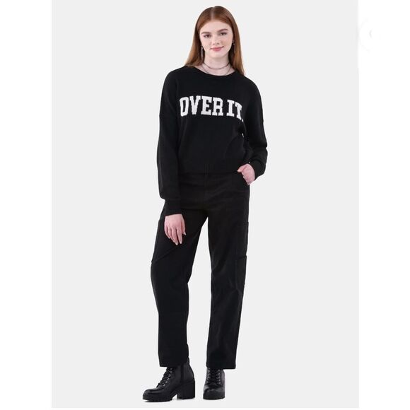 Super Soft Cropped Conversation Sweater Shirt Midweight Cozy Size XL - Picture 5 of 6